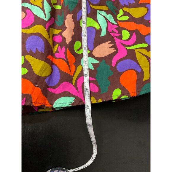 IMPRESSIONS Plus Size Babydoll Printed Colorful Puff Sleeve Brown Dress size 3X - Picture 14 of 15